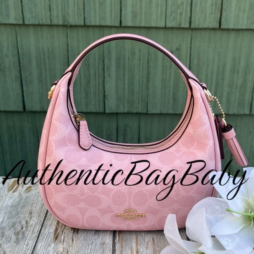 Coach Carmen Mini Crossbody Bag In Signature Canvas Powder Pink Purse